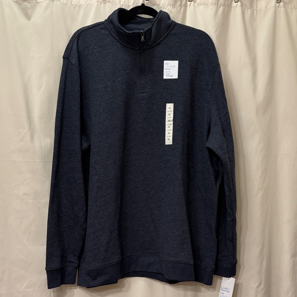 NWT - Croft & Barrow Men's Navy Blue 1/4 Zip-Up Sweater - Size XXL